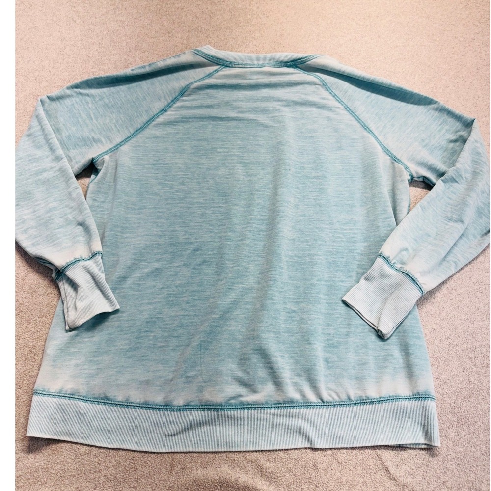 Green Tea Aqua Blue Lightweight Sweatshirt Womens L Lounge Athleisure Pullover - Picture 9 of 9